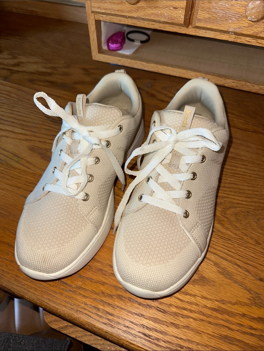 Keds Cream Knit Lace-Up Sneakers